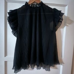 Anthropologie Black Ruffled Blouse